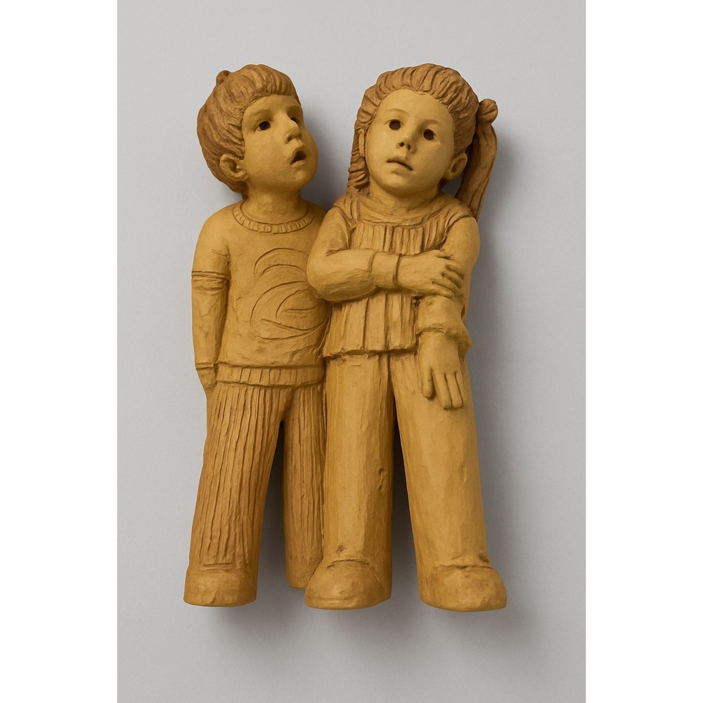 Vintage Lee Bortin Originals Boy and‎ Girl Sculpture Chicago Signed